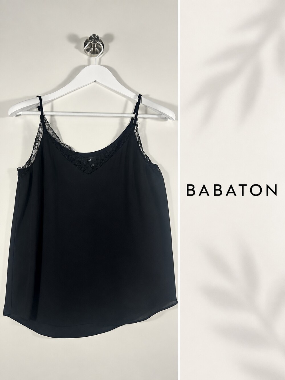 Aritzia Babaton Black Lace Trim Camisole Tank Top XXS Adjustable Straps